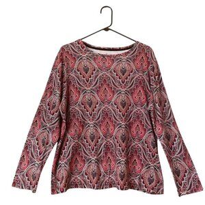 TALBOTS WOMAN Paisley Print Pima Cotton Long Sleeve Top - Size 2X
